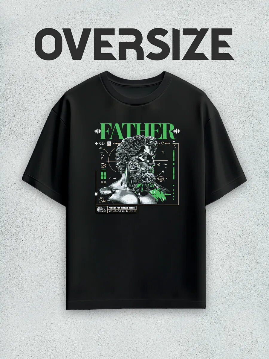 Футболка оверсайз с принтом статуя streetwear